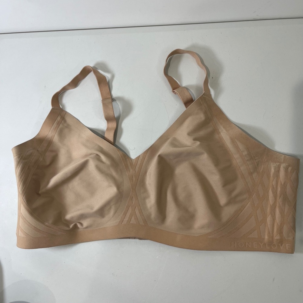 Honeylove Crossover Bra Women 1X Tan Wireless Support Seamless Comfort Everyday